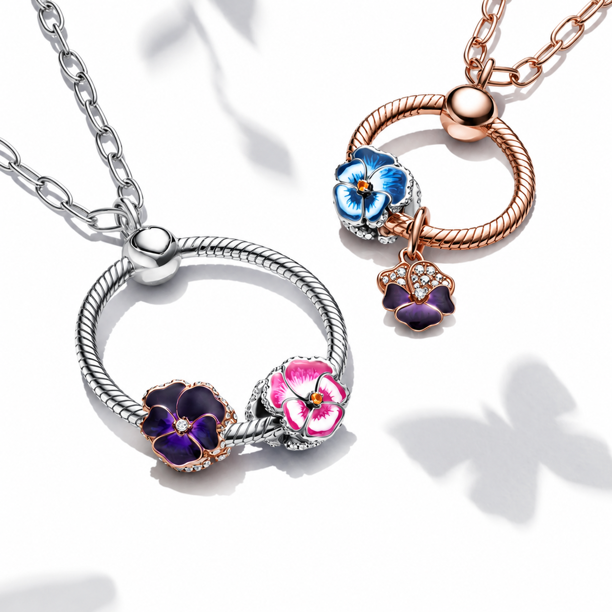 Charm Blaues Stiefmütterchen Sterling-Silber