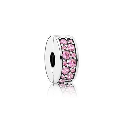 Charm Clip Rosafarbener Pavé-Glanz