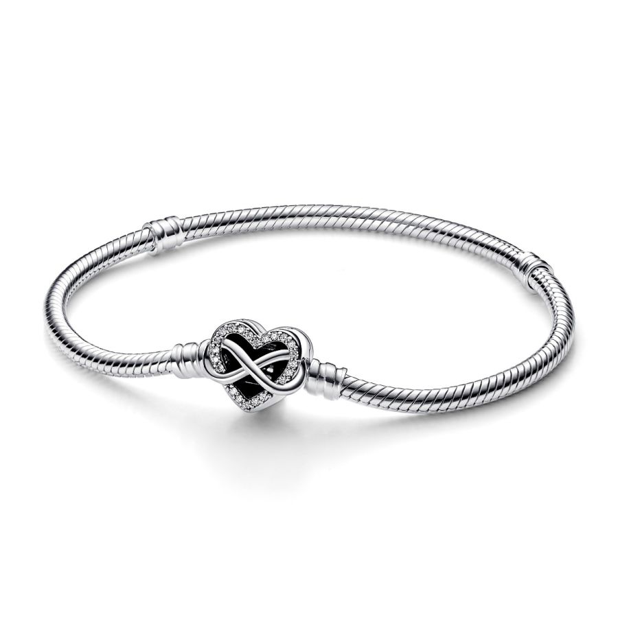 Armband Funkelndem Unendlichkeits-Herzverschluss Silber