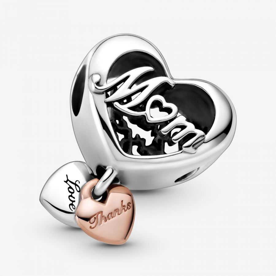 Rose  Charm-Anhänger Dankeschön Mum Herz Silber Zweitbild