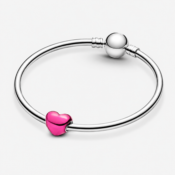 Charm Rosa Metallic-Herz Sterling-Silber