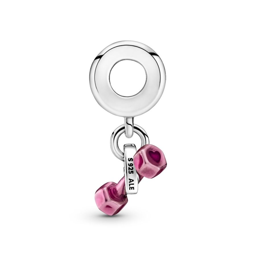 Charm-Anhänger Hantel und Herz Sterling-Silber