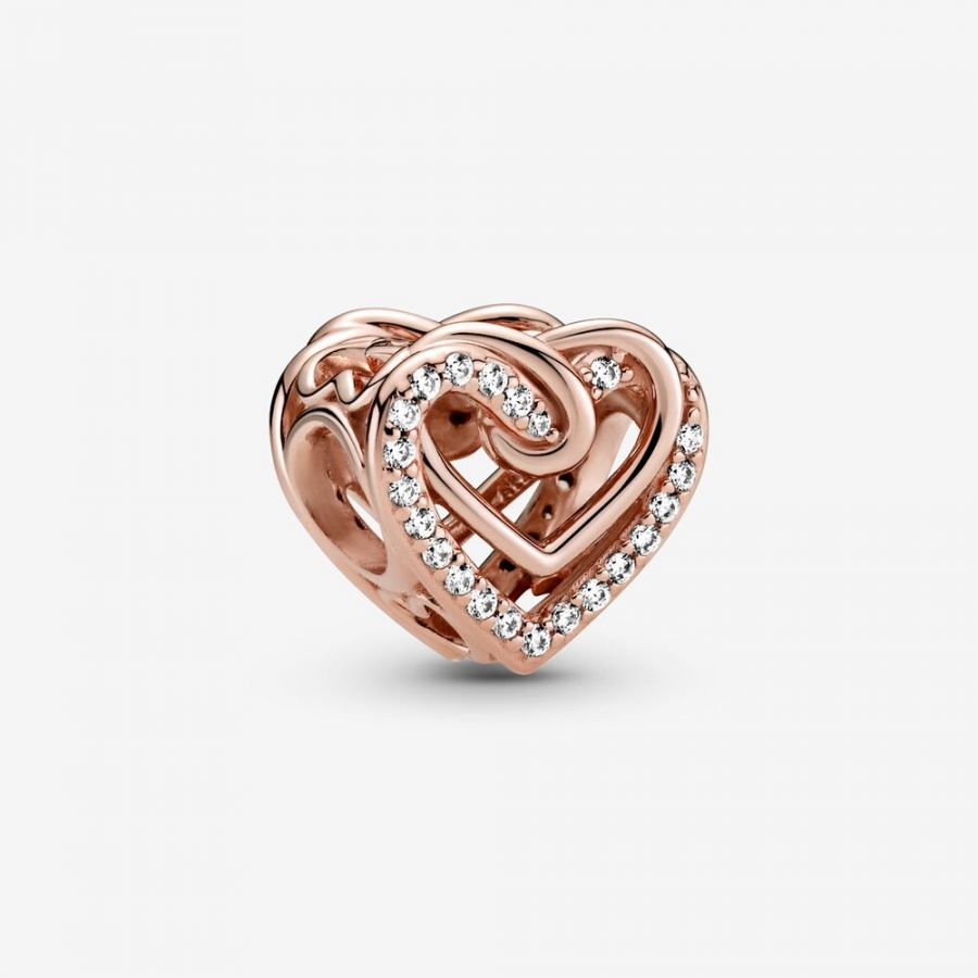 Rose  Charm Funkelnde Verschlungene Herzen