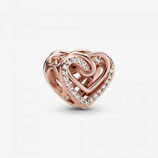 Rose  Charm Funkelnde Verschlungene Herzen
