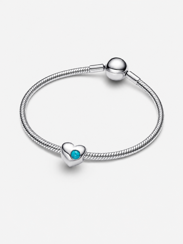 Gravierbares Türkisblauer Stein Herz-Charm Sterling-Silber
