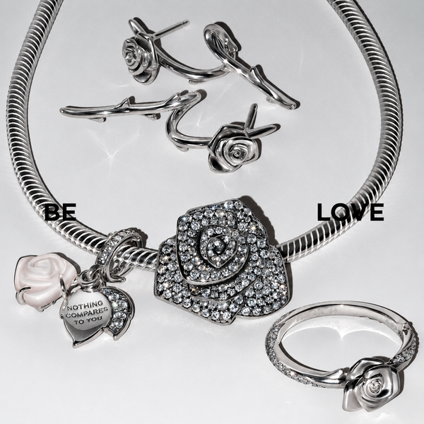 Charm Eingehülltes Herz Opal Rosa Silber Rosé