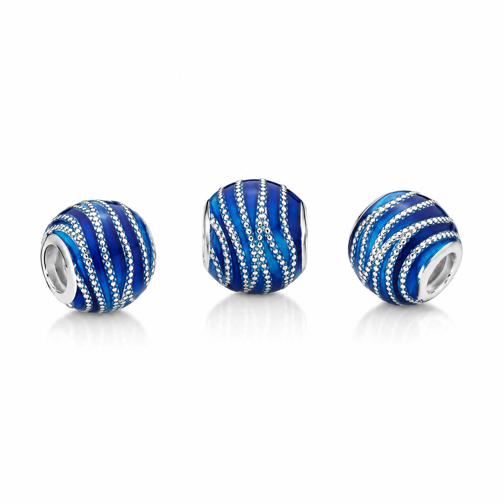 Charm Blue Wellen Sterling Silber