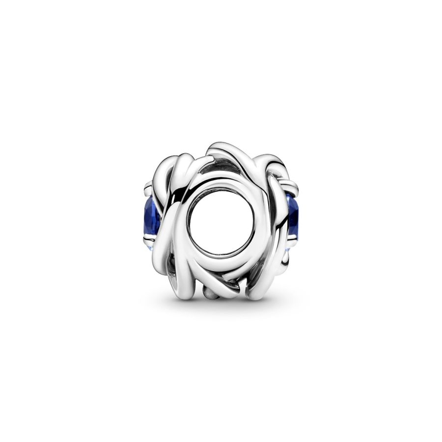 Charm September Geburtsstein Blauer Ewigkeitskreis Silber