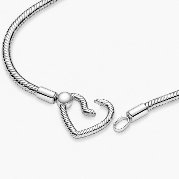 Schlangen-Gliederarmband Moments Herzverschluss Silber