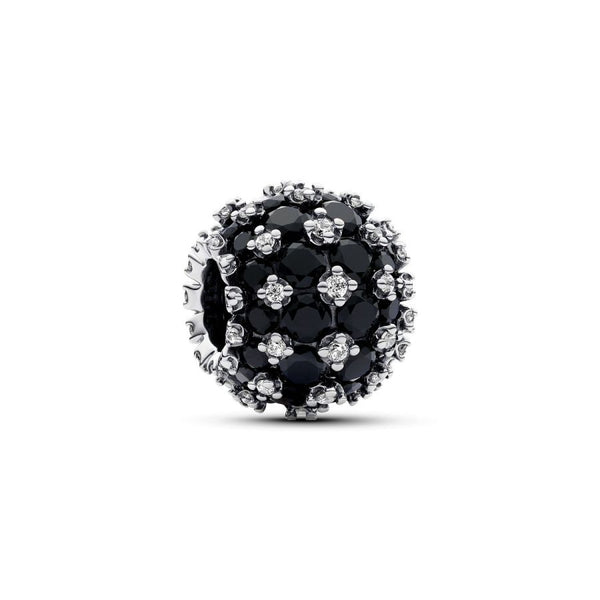 Charm Funkelndes Rundes Schwarzes Pavé Sterling-Silber