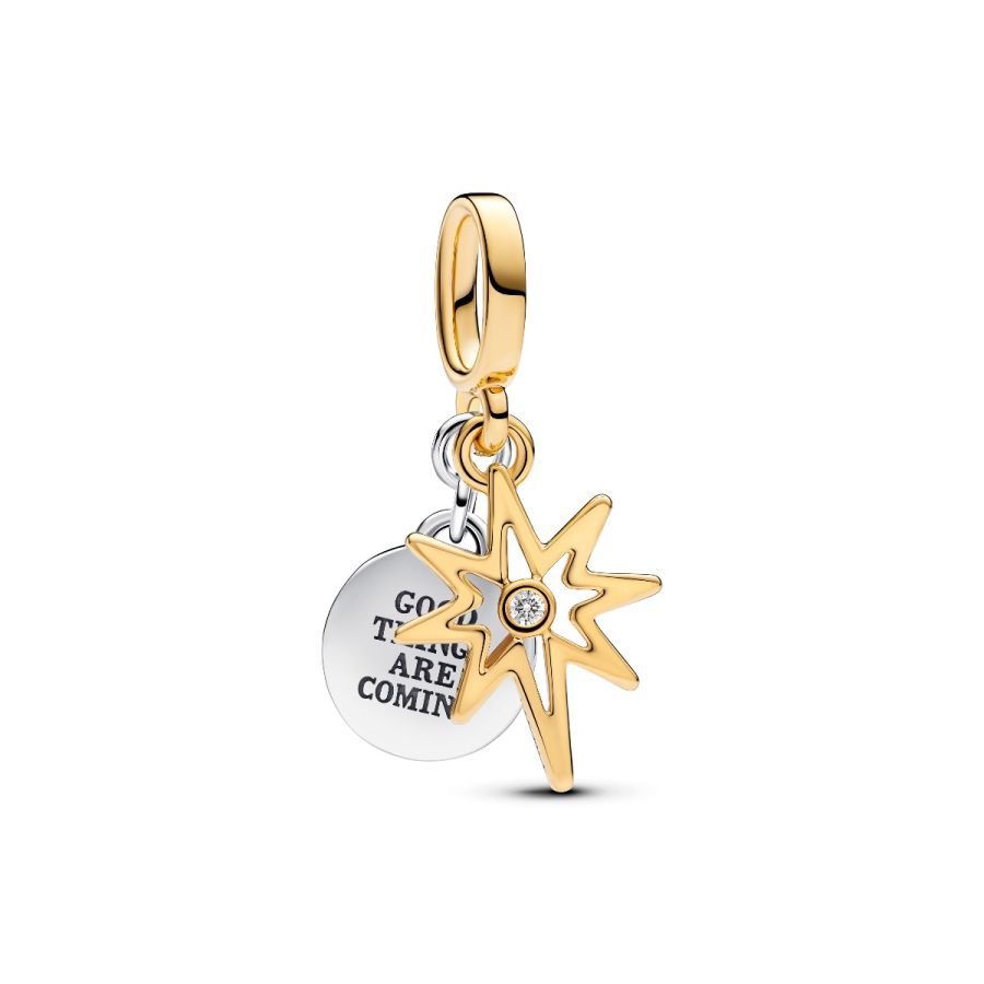 Charm-Anhänger Polarstern mit Diamanten Silber Vergoldet Hauptbild