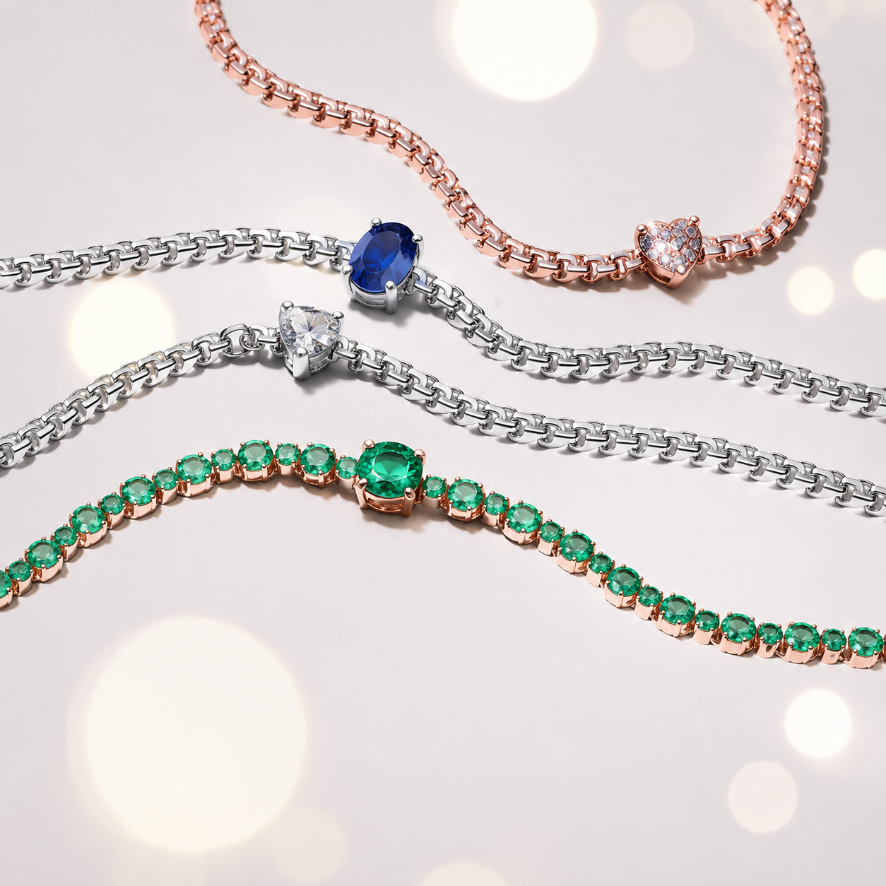 Tennisarmband Funkelnder Pavé Zirkonia Blau Silber