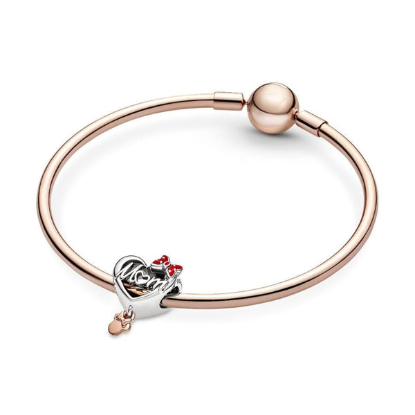 Charm Minnie Maus Mum Herz Silber 14k Rosé Vergoldet