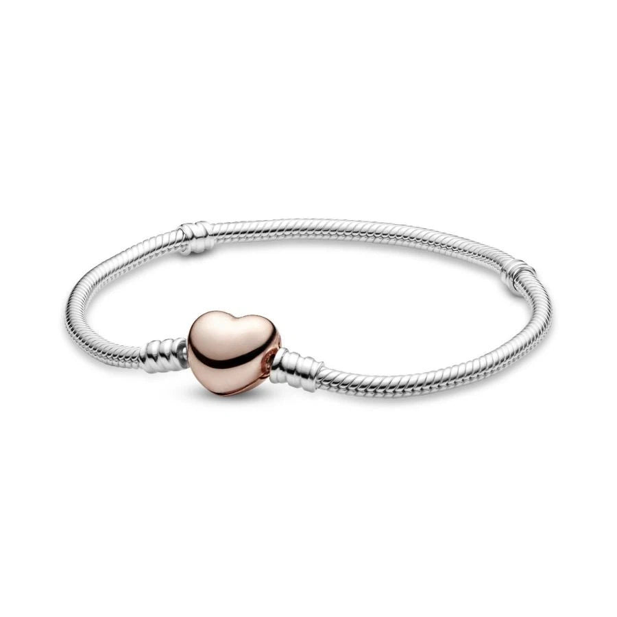 Rose  Schlangen-Gliederarmband mit Herz-Verschluss Hauptbild