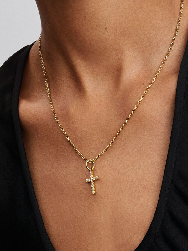 Kreuz Charm-Anhänger 14 Karat Vergoldung
