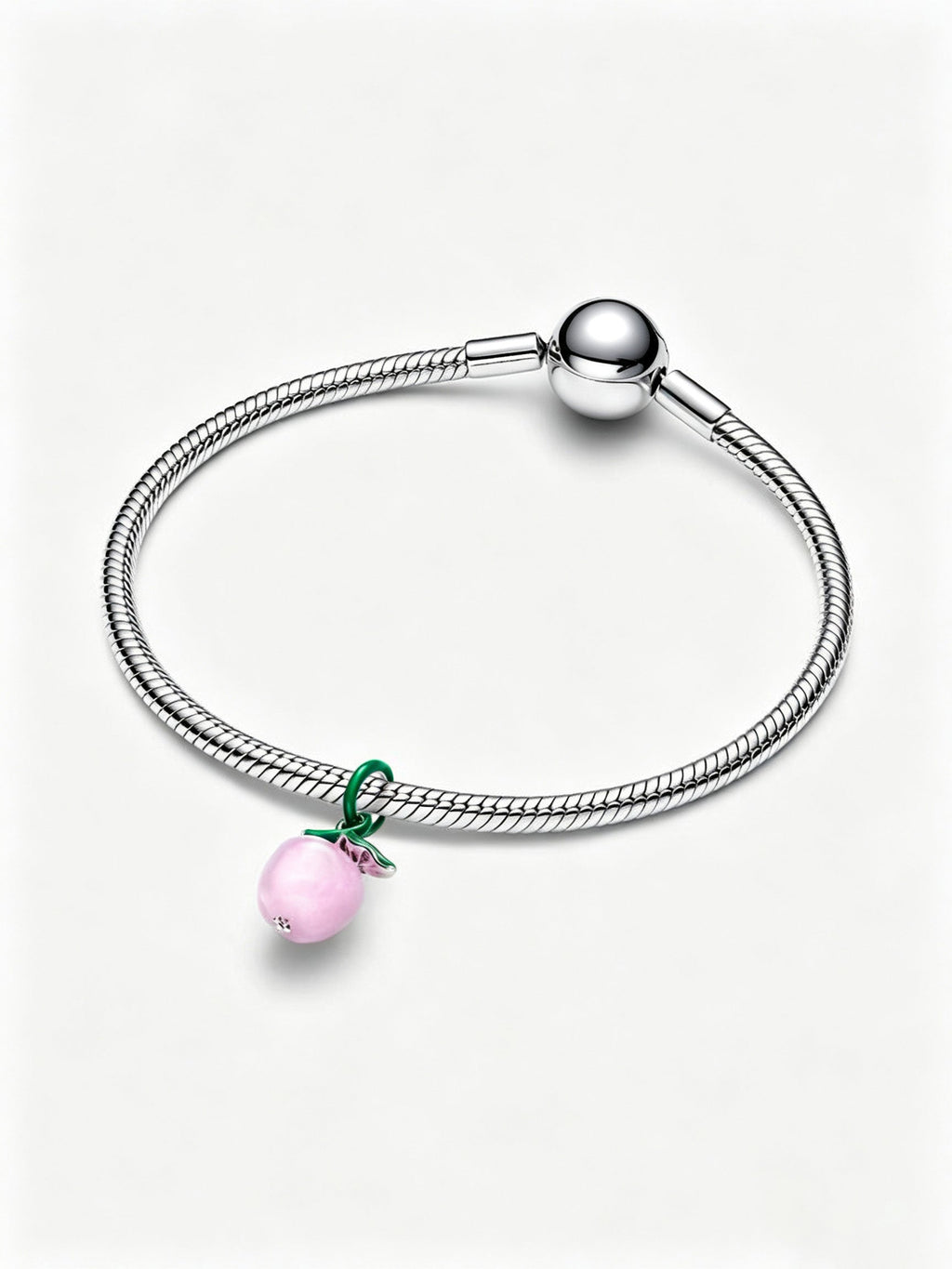 Rosafarbener Apfel Murano-Charm Sterling-Silber