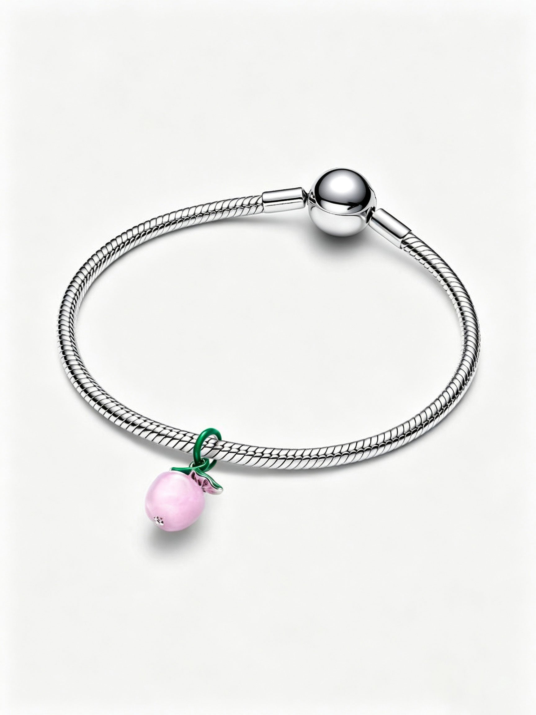 Rosafarbener Apfel Murano-Charm Sterling-Silber