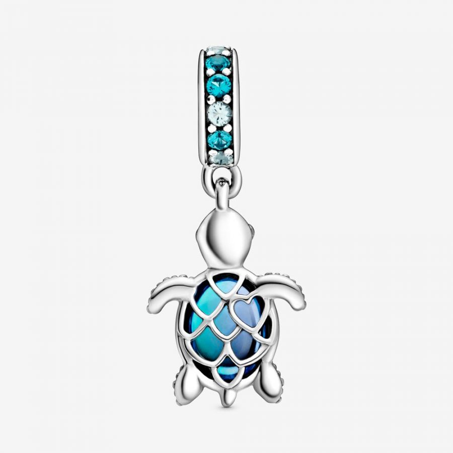 Charm-Anhänger Meeresschildkröte Murano-Glas Sterling-Silber