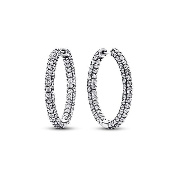 Creolen Ohrringe Timeless Einreihige Pavé Zirkon Silber