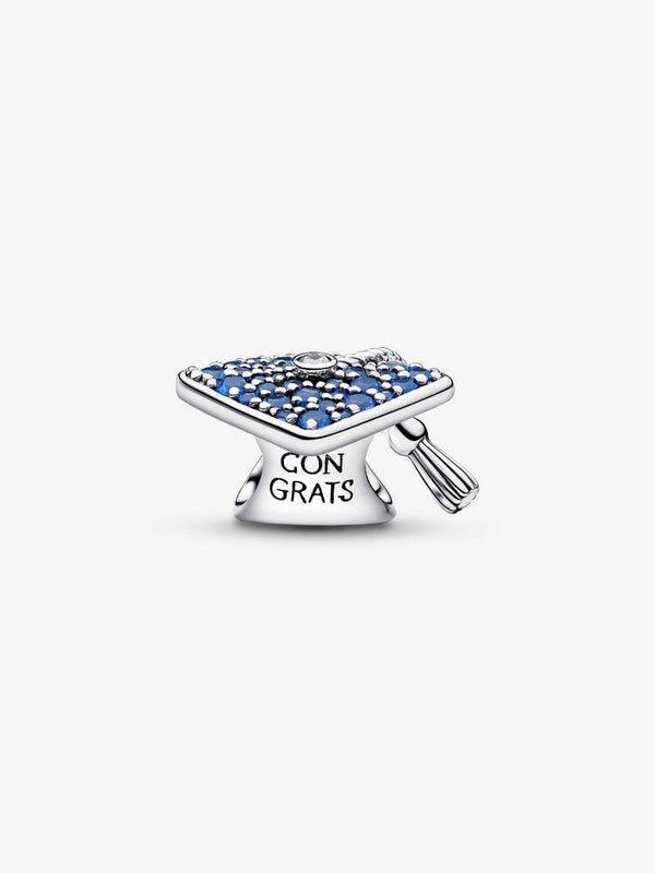 Funkelnde Blaue Absolventenmütze 2026 Charm Sterling-Silber
