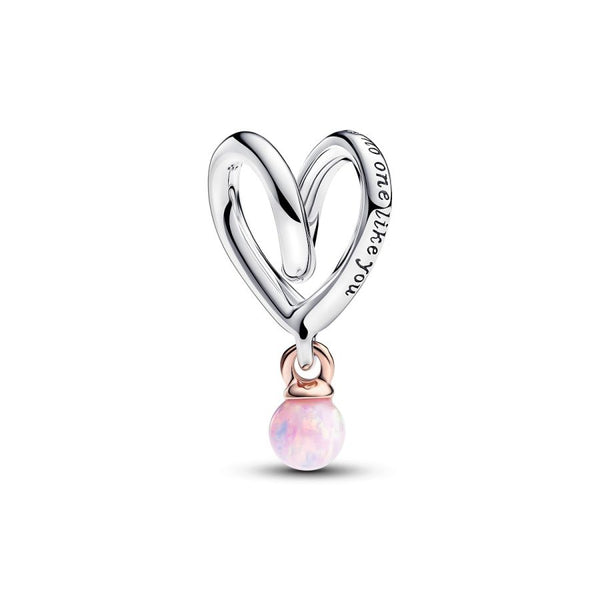 Charm Eingehülltes Herz Opal Rosa Silber Rosé