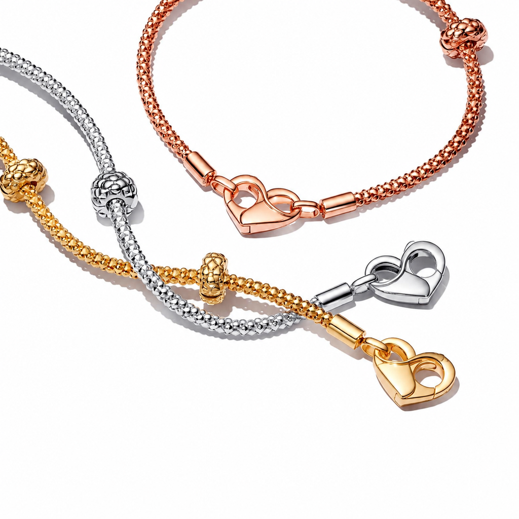 Clip Charm Studded Chain Sterling-Silber