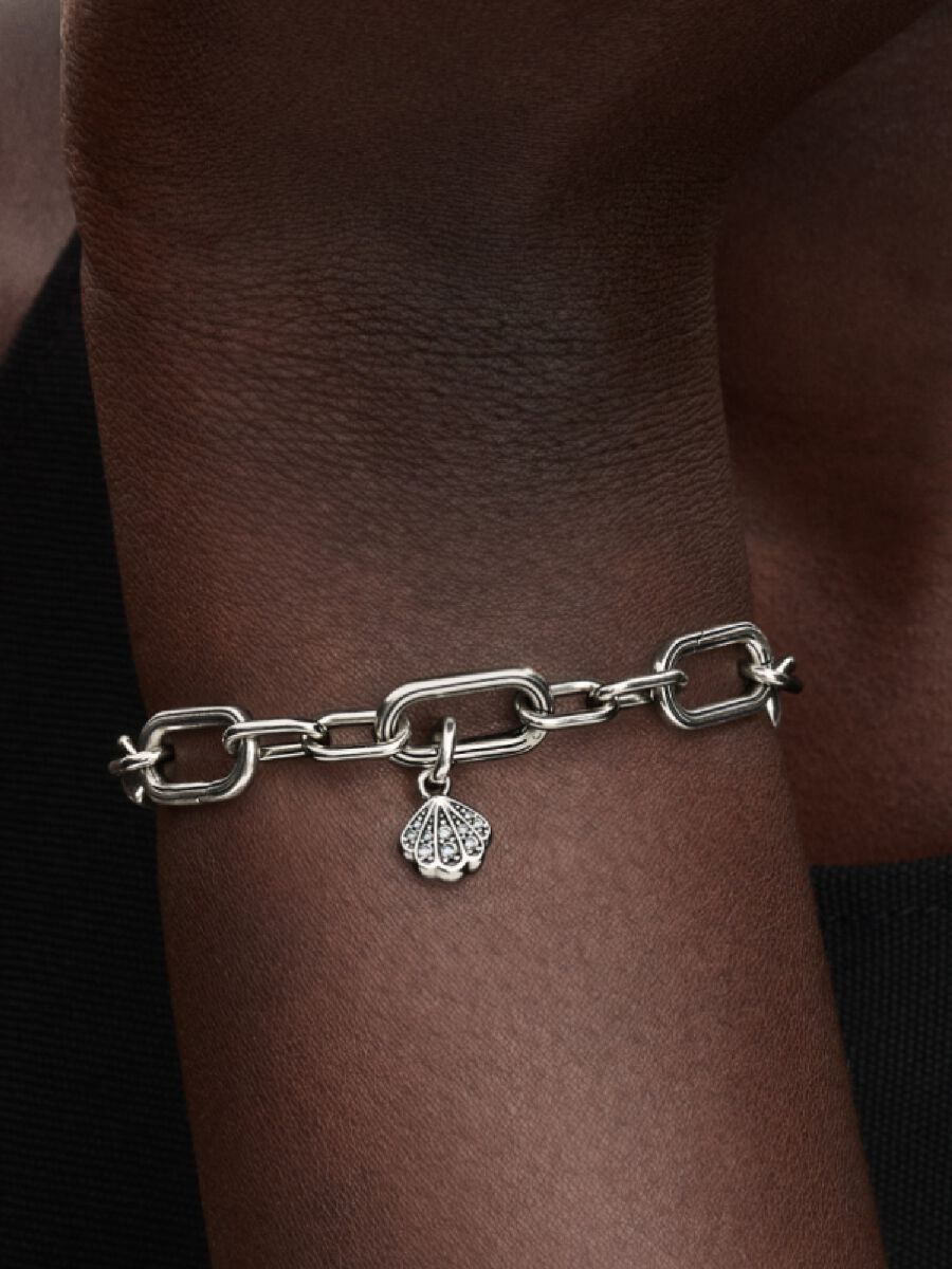 Funkelnde Muschel Mini-Charm-Anhänger Sterling-Silber