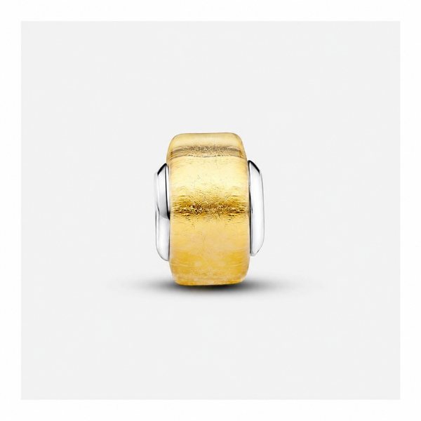 Mini-Charm Murano-Glas Goldfarben Silber