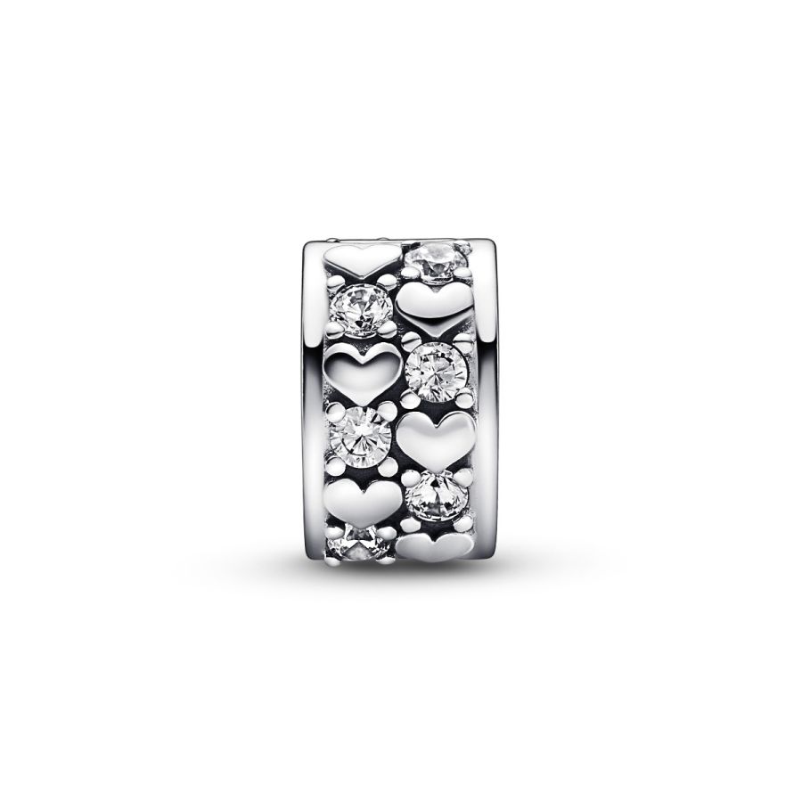 Charm Clip Funkelnder Unendlichkeit Herzen Sterling-Silber