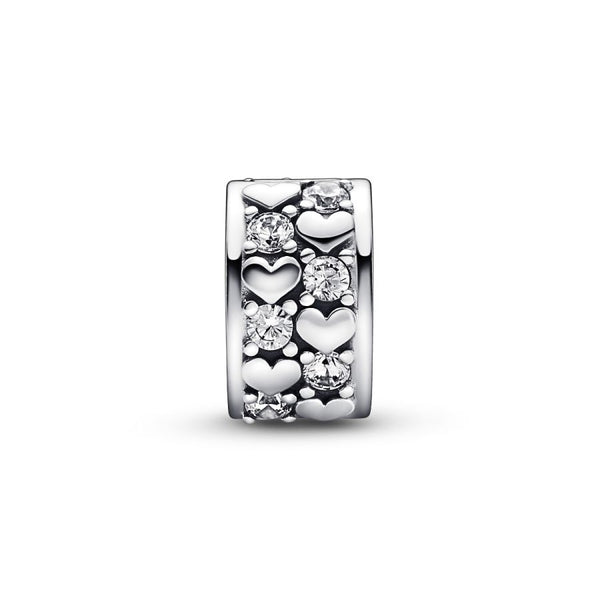 Charm Clip Funkelnder Unendlichkeit Herzen Sterling-Silber