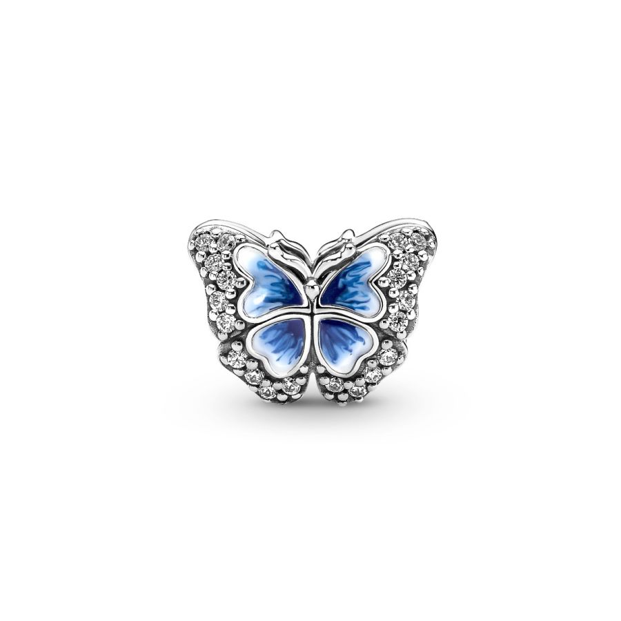 Charm Funkelndes Blauer Schmetterling Sterling-Silber