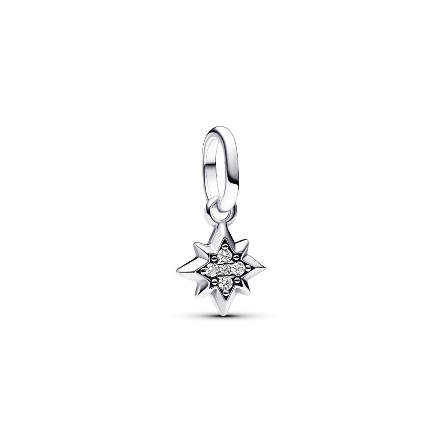 Mini-Charm-Anhänger Funkelnder Stern Silber Hauptbild