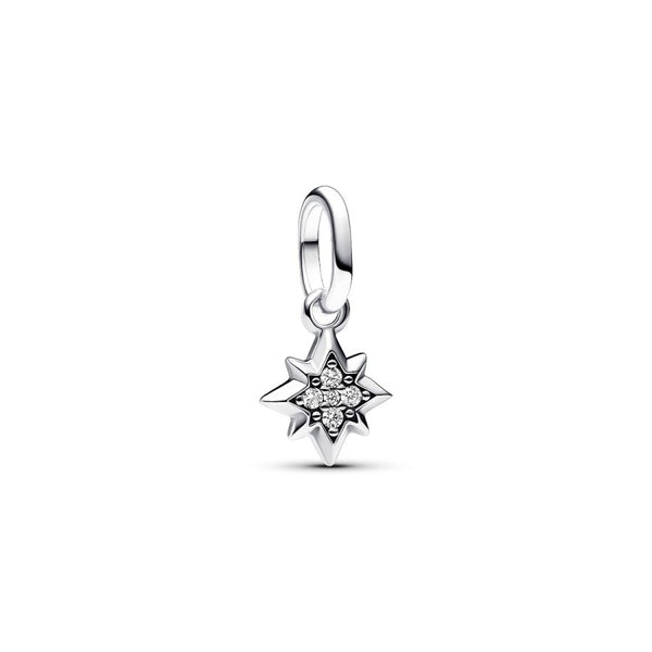 Mini-Charm-Anhänger Funkelnder Stern Silber