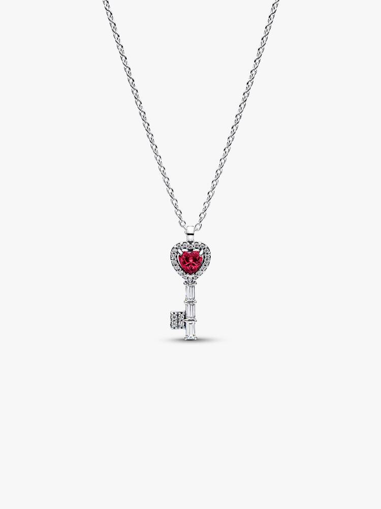 Erhabenes Herz Schlüssel Collier-Halskette Sterling-Silber Hauptbild