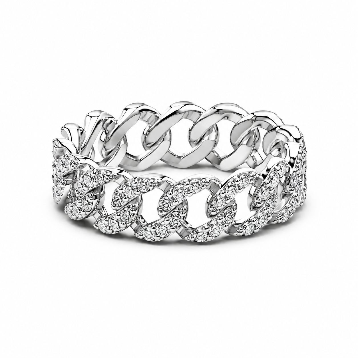 Ketten-Ring Pavé Cuban Zirkon Sterling-Silber Zweitbild