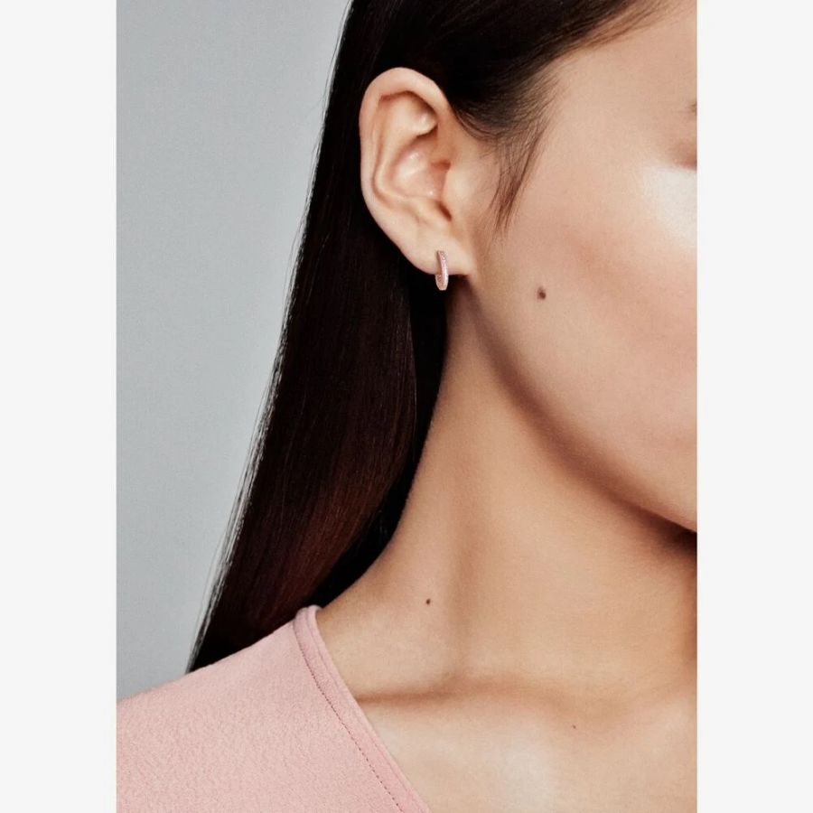 Rose  Ohrringe Creolen Pavé-Herz Zirkonia