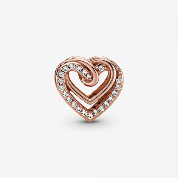 Rose  Charm Funkelnde Verschlungene Herzen