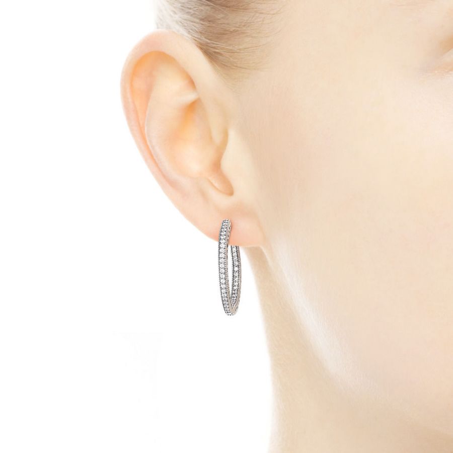 Creolen Funkeln und Herzen Sterling Silber Zweitbild