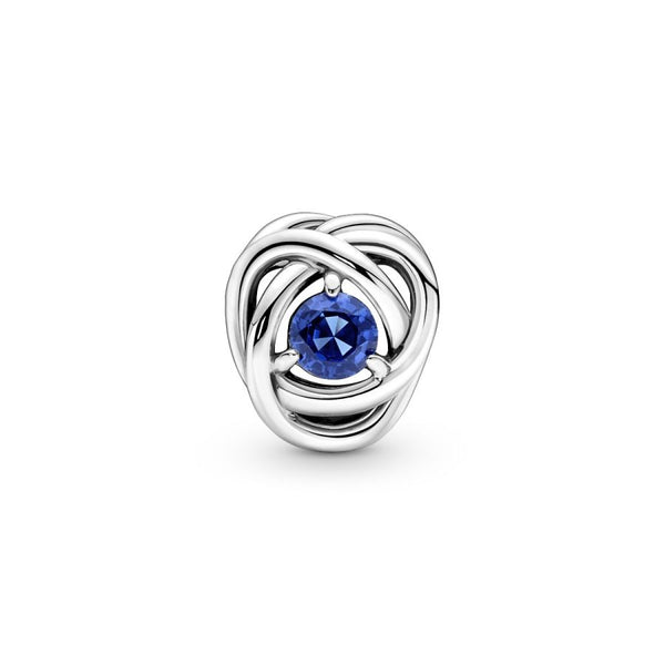 Charm September Geburtsstein Blauer Ewigkeitskreis Silber