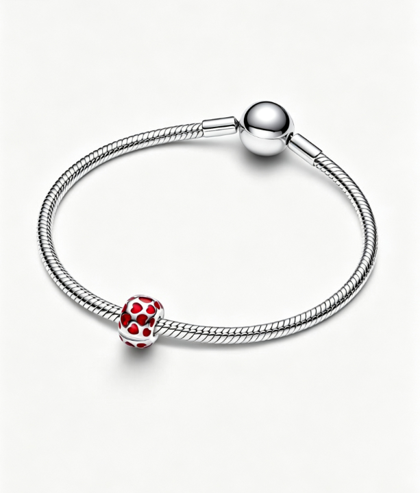 Herzen Rundes Clip-Charm Sterling-Silber