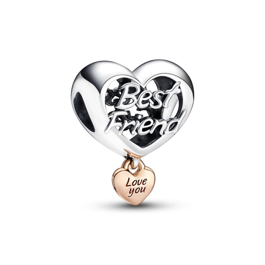 Charm Herz Love Best Friend Sterling-Silber 14k Rosé Vergoldet