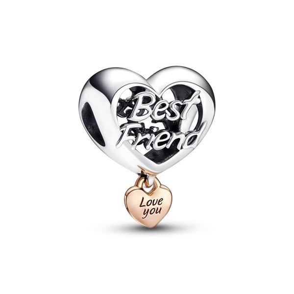 Charm Herz Love Best Friend Sterling-Silber 14k Rosé Vergoldet