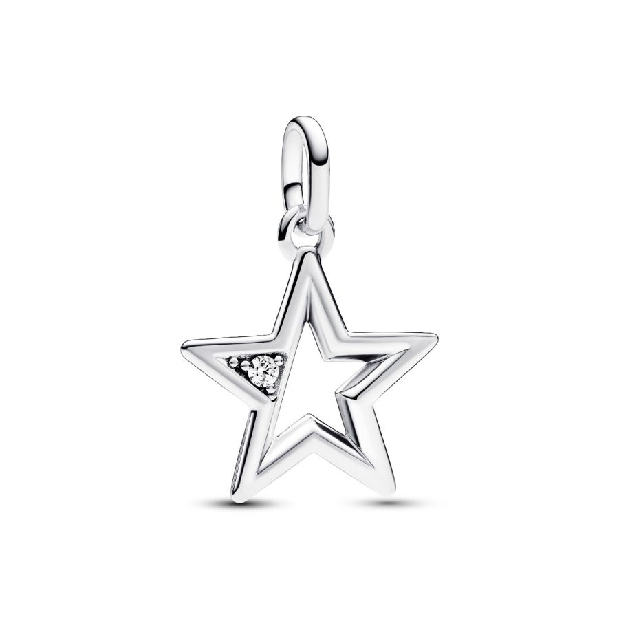 Charm-Medaillon Funkelnder Stern Zirkonia Silber Hauptbild