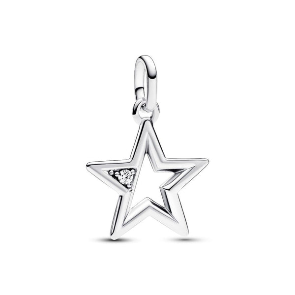 Charm-Medaillon Funkelnder Stern Zirkonia Silber