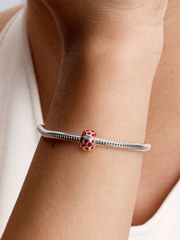 Herzen Rundes Clip-Charm Sterling-Silber