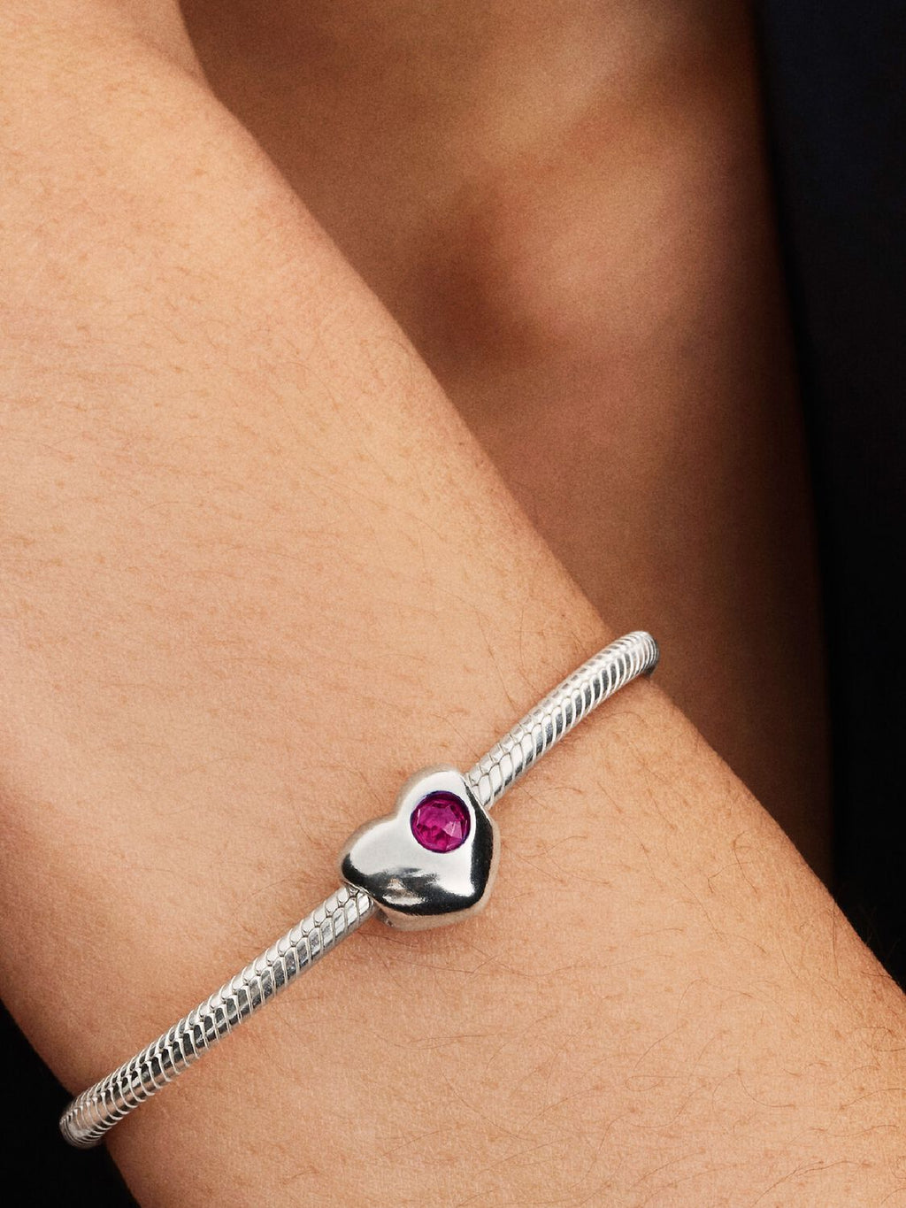 Gravierbares Echtroter Stein Herz-Charm Sterling-Silber