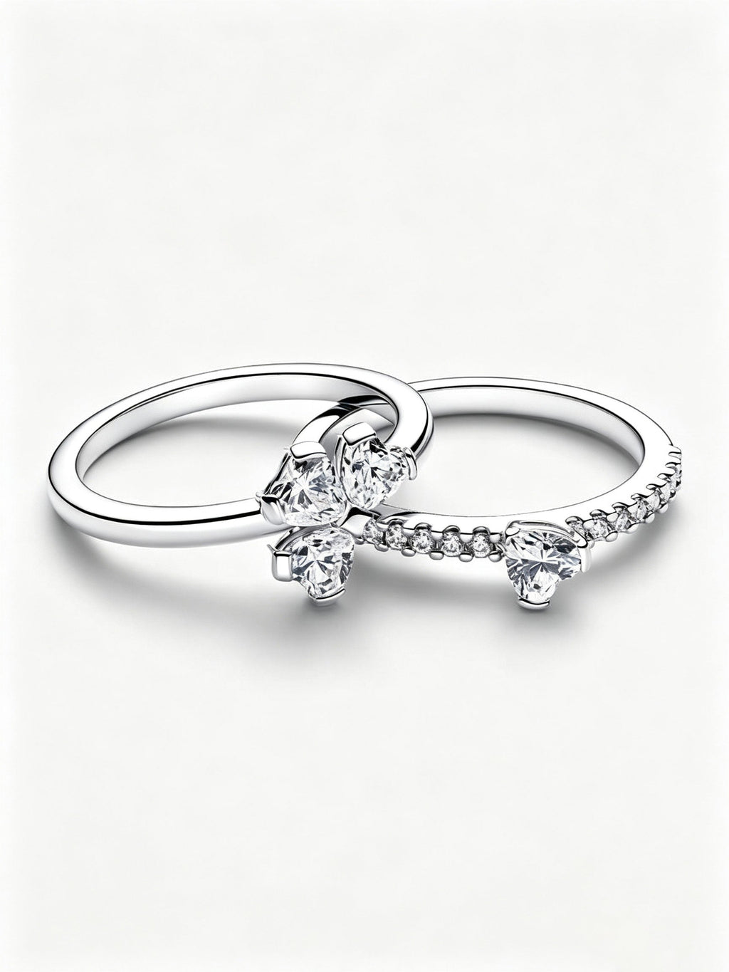 Funkelndes Glückskleeblatt Teilbarer Ring Sterling-Silber