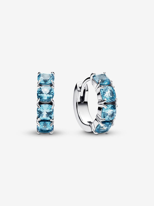 Hellblaue Creolen-Ohrringe Sterling-Silber