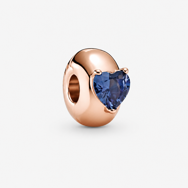 Rose  Clip Charm Blaues Herz Solitär