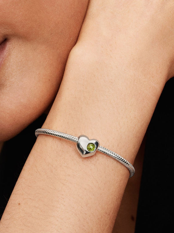 Gravierbares Frühlingsgrüner Stein Herz-Charm Sterling-Silber
